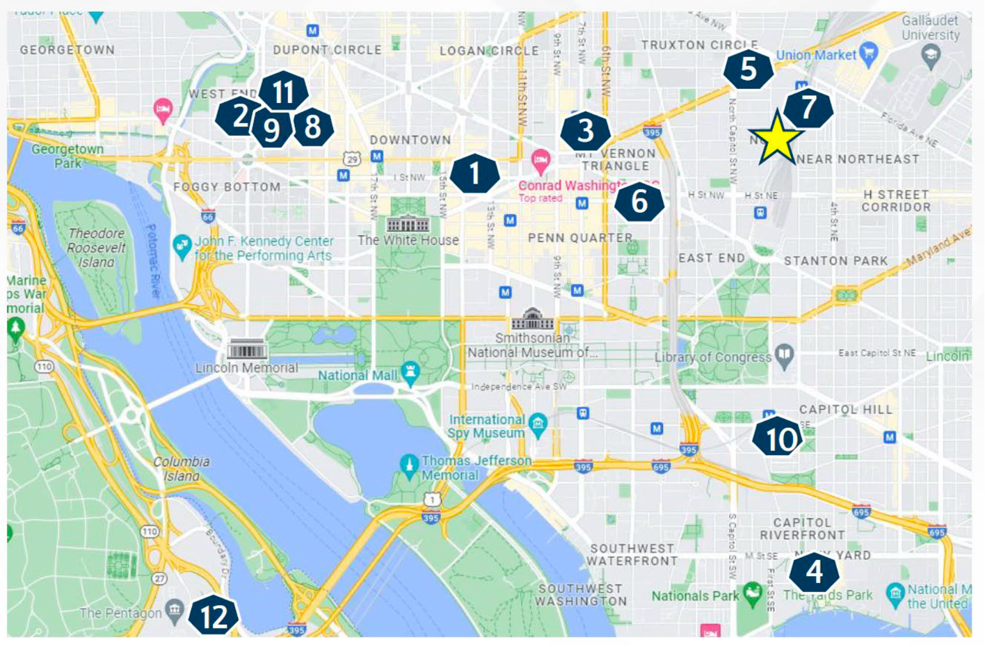 Deal map with numbered pins